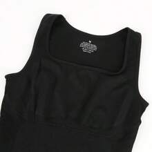 Camisola de compresión para mujer, moldeadora de cuerpo, moldeadora de cintura, moldeadora de abdomen firme, sin costuras, con cuello cuadrado - Negro - Ver 7