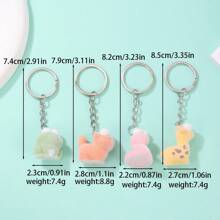 可爱卡通3D植绒树脂小鹿、青蛙、蛇、老虎钥匙扣，精致卡通动物情侣包包/手机/钥匙链挂件，派对S汽车配饰包包挂饰背包，适合上学、哥特风、Y2K、万圣节、教师节、圣诞节礼物创意，带证件夹的包包挂绳，汽车配饰包包挂饰，送给朋友或姐妹的礼物 - 彩色 - 查看 3