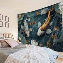 1st Karper Wandtapijt, Wanddecoratie Wandtapijt Voor Kamerdecoratie, Huisdecoratie, 85gsm Polyester Stof Perzikhuid Fluweel Dunne Versie
