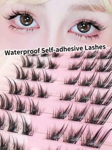 Lvcheryl Lvcheryl 60pcs /Box Glue Free Lash Clusters Eyelashes Press-On Lashes Individual Lash Extension No Glue Needed Natural Self Adhesive DIY Eyelash