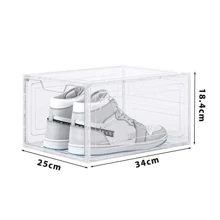 6pcs/Set Shoe Box Plastic Storage Box For Shoe Cabinet, Transparent Container For Organizing Shoes - White - View 2