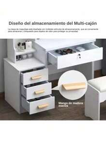 Modern Wooden Dressing Table With Mirror 4 Drawers Sila - Multicolor - View 6
