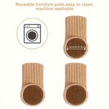 一套 16 件的桌椅腿袜，非常适合消除噪音，羊毛高弹地板保护垫，防滑椅腿袜，家具腿套，适用于直径，编织家具垫！ - 米色(高筒襪) - 查看 3
