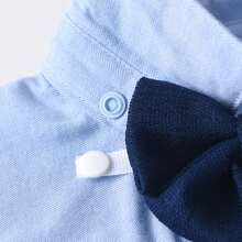 [2025 Frühling & Sommer Baby Jungen Party Outfit] Baby Jungen 3-teiliges Lässig Kurzarm Hemd Set, Formelle Party/Outdoor Auftritt Gentleman Stil, Hemd mit Kragen, Fliege & Weste Design, leicht & atmungsaktiv Kinderformalbekleidung, Frühlings- & Sommer-Party Bekleidung