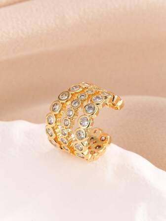 1 pieza Pendientes de clip de oreja minimalistas y de moda con múltiples capas, accesorios de oreja delicados para mujeres sin orejas perforadas