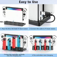 Switch-Controller Ladestation, Ladeständer mit Aufbewahrung kompatibel mit Switch