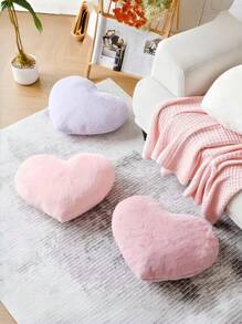 Heart Pillow, Soft Pink Heart Shaped Pillow, Cute Faux Rabbit Fur Room Decorative Throw Pillow, Suitable For Bedroom Sofas And Beds, A Wonderful Summer And Fall Gift For Family And Friends