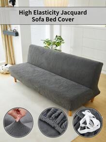 1pc Jacquard Sofa Bed Cover, High Elasticity Easy Installation, Multi-Size, All-Season, Prevents Pet Scratch, Foldable Sofa Bed Slipcover For Decorating Living Room Sofa