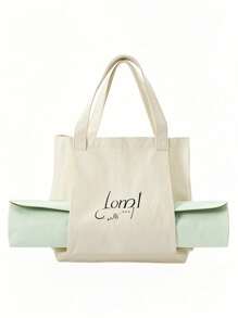 Bolso de yoga personalizable para mujer con capacidad grande para transportar colchoneta de yoga, bolso de lona portátil con asa de hombro, adecuado para pilates, viajes, oficina, ejercicio en la playa y puede usarse como bolso de playa/compras