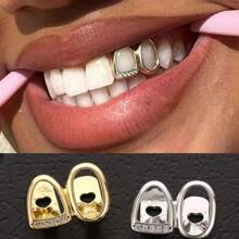 THATBOY Set de 3 joyas de rapero de moda estilo hip hop personalizadas, grillz de cobre con circonita hueca, un regalo genial para hombres y mujeres