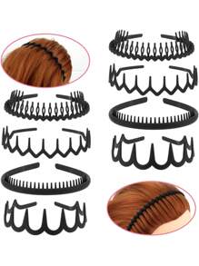 4pcs/8pcs Black Matte Hair Hoops Clips Headbands For Women