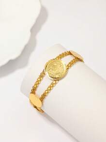 1pc Vintage Arabic Coin Design Eid Mubarak Bracelet For Women