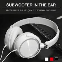 Auriculares con cable de 3.5 mm, estéreo con graves, plegables con micrófono, ajustables, adecuados para PC, MP3, móviles
