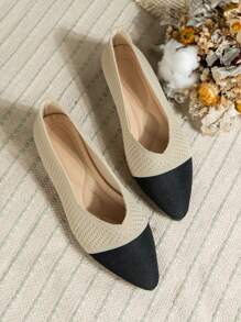 Mocassini casual da donna con suola piatta e colori a contrasto