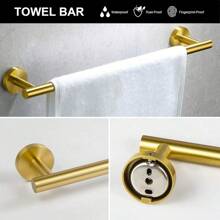 5-Piece Bronze Gold Bathroom Hardware Accessories Set, Gold Towel Bar Towel Holder Set Towel Rack Set Stainless Steel Wall Mounted, 23.6 Inch