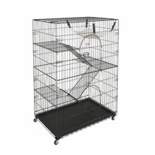 4-Tier Large Cat Cages Indoor, Detachable Metal Playpen Enclosure With 360 Rotating Casters, With 3 Ladders And A Hammock For 1-3 Cats, 35.4x23.6x51 Inch 4 Layers