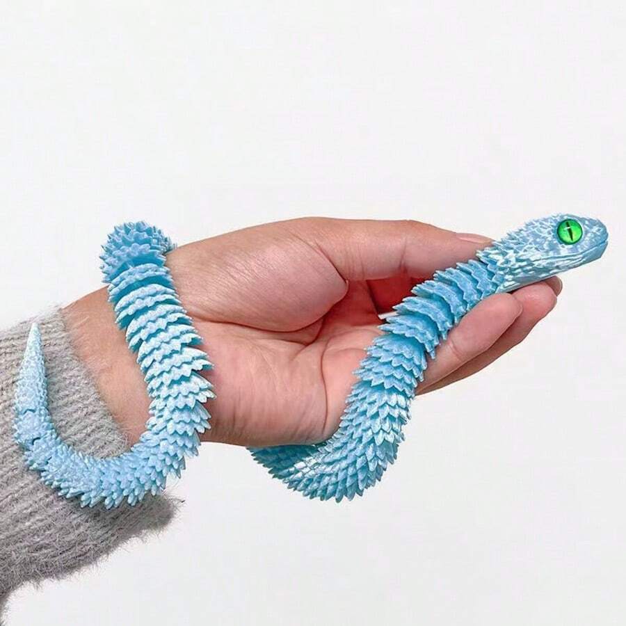 2025 蛇年热销 30 厘米 3D 打印蛇关节可移动毒蛇小雕像摆件，夜光版，动物模型现货（蛇眼颜色随机）