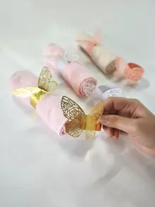 20pcs 3D Butterfly Paper Napkin Rings, Party Wedding Table Decoration, Suitable For Party, Holiday, Valentine's Day, Christmas