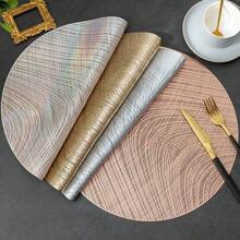 1pc/4pcs/6pcs Gilded Decorative Placemat, PVC Foil Anti-Slip Heat Insulation Hotel Restaurant Western Dining Mat, Round Washable Table Mat