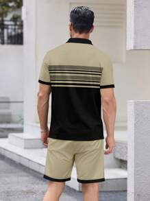 Ensemble polo pour hommes, style business casual, avec motif imprimé patchwork