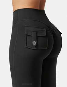 YEOREO Flare Leggings With Pockets For Women Butt Lifting Gym Yoga Leggings Flare Leggings Joggers For Women Summer Clothes For Women - 黑色 - 查看 8