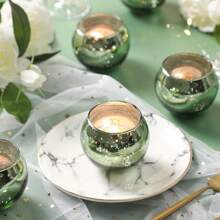 Juego de 6/12 portavelas para velas votivas surtidas de cristal con efecto de mercurio, decoración de mesa para bodas y fiestas de cumpleaños en el hogar