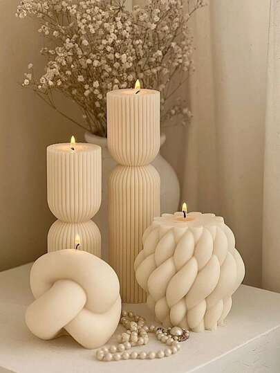 1pc Striped Cylindrical Knot Aromatherapy Candle, Interior Decoration, Fragrance For High-End Bedroom Girls' Birthdays And Holidays, Long-Lasting DIY Home Gifts, Soy Wax And Beeswax Blend, Single Core, Indoor And Outdoor Use, Spice Fragrance, Ideal Choice For Valentine's Day And General Home Decoration Graduation,Wedding