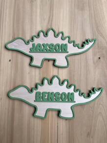 1件可定制儿童恐龙主题门牌装饰 - 个性化姓名字母标牌、男孩房恐龙门牌、儿童房创意装饰、恐龙爱好者礼物、生日派对装饰、儿童房墙面装饰。用我们定制的恐龙门牌装饰您儿子的卧室吧。 - 綠色 - 查看 4