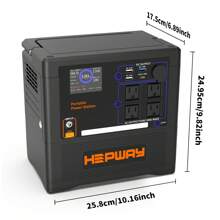 Hepway Portable Power Station 1300W, Foldable Soft-Touch Handle With 4*120V AC Outlet(Peak 2000W), USB-C PD 60W Backup 1154Wh Lithium Battery Pack Solar Generator For Outdoor Home Emergency Backup Camping Travel RV Van(Solar Panel Not Included) - màu đen - Xem 8