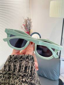 Women's Candy Color Fashion Glasses, Tortoiseshell Large Frame Fashion Dopamine Green Fashion Glasses