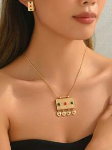 3pcs/Set Elegant Floral Tassel Crescent Moon Earrings & Necklace Jewelry Set For Women, Party Gift, Festival Accessories