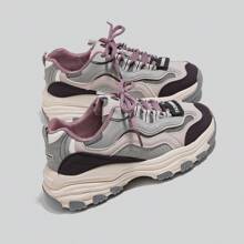 Alan Vincent [Dòng giày thể thao Clunky] Giày màu xám và tím mới cho nữ mùa xuân năm 2025 Giày thể thao đế dày mới Giày chạy bộ thoải mái và thời trang Giày thể thao thường ngày cho nữ Giày ngoài trời Giày nữ Giày lưới thoáng khí - Xám - Xem 12