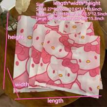 Sanrio 20-Piece Portable Tote Bag, Cute Cartoon Image Design, Ideal For Birthday Gifts And Shopping, Large Capacity, Pink And White Gift Wrap Tote Bag
