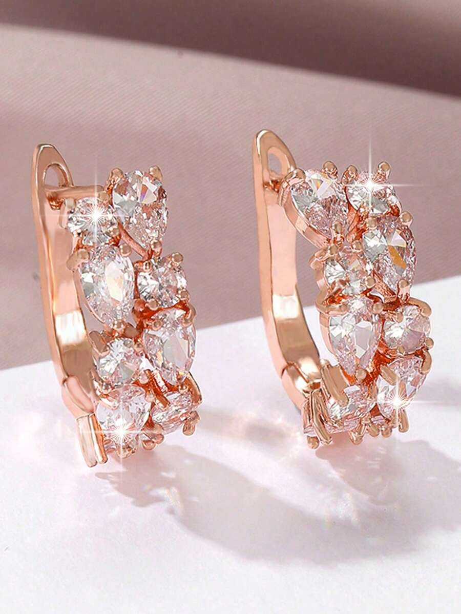 1對華麗的蒙娜麗莎白色立方氧化鋯鑲嵌優雅時尚圓形裝飾耳環，為女性提供豪華派對珠寶