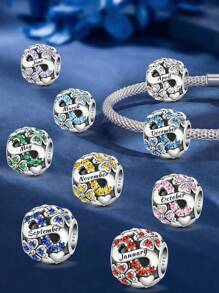 1 pieza de cuentas de trébol con piedras preciosas del zodiaco para hacer pulseras y brazaletes de mujer - Accesorio de joyería para hacer manualidades y combinar con atuendos diarios para chicas