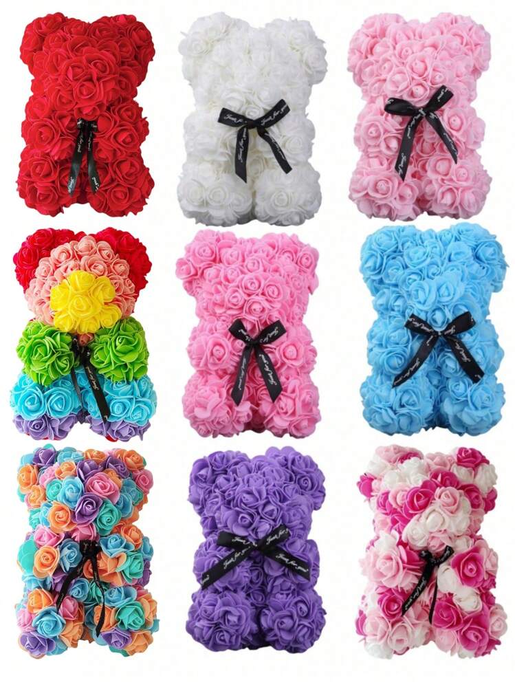 1 pièce Ours en peluche rose préservé artificiel, ours rose fait à la main mignon pour la décoration de la maison, cadeau romantique éternel spécial pour la Saint-Valentin, la Fête des Mères, la Fête des Pères, la Fête des Enfants, les anniversaires, les mariages, les anniversaires, ours en fleurs en mousse pour la décoration des fêtes, des festivals et des fêtes