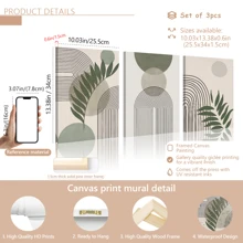 3pcs/Set Modern Bohemian Style Canvas Paintings, Minimalist Green Plant Posters, Elegant Plant Wall Art, Suitable For Living Room, Bedroom, Kitchen, Bathroom And Office Decor, With Or Without Frames, Birthday Or Graduation Gift - Multicolor - View 14