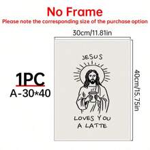 1 szt. Zabawny Jezus, Kocha Cię Latte, Chrześcijański humorystyczny obraz do kawy, Cytaty religijne, Dekoracja ścienna, Dekoracja kuchenna z Jezusem, Katolickie malowidła ścienne, Dekoracja wnętrz, Plakaty, Plakat na płótnie, Dekoracja do sypialni, salonu, korytarza - Wielokolorowe - Zobacz 11
