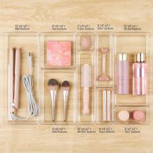 25件抽屉式整理器塑料盒办公桌抽屉冰箱托盘化妆品收纳隔层家居浴室装饰夏季化妆品收纳盒返校 - 白色 - 查看 5