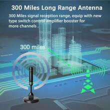 5600 Miles Digital TV Antenna Indoor HDTV Amplified Signal Booster 4K HD 1080P - Black - View 6