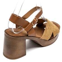 Women's Solid Color Square Toe Simple High Heels, Casual For Daily Wear Stylish High Heels - Camel - View 4