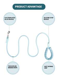 1pc Reflective Dog Leash With Comfortable Padded Handle, Braided Nylon, Shock Absorbing Outdoor Training Pet Lead For Large/Medium/Small Dogs, 360° Swivel Tangle-Free Snap Hook