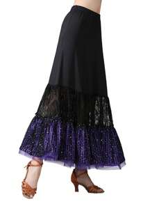 Ladies' Skirt Dance Lace Sequin Swing Dance Dress Practice Performance Dress Big Swing Skirt Ballroom Dance Performance Dress Big Swing Long Skirt - Multicolor - View 7