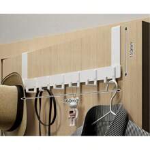 1pc Over The Door Hooks, Clothes WallHook 7 Hooks Coat Towel Hanger Rack, ForDoor Back Kitchen Bathroom Organizer,Aesthetic Room Decor, Home Decor, KitchenAccessories.Bathroom Wall Mount Hang On TheDoor Cabinet Cupboard Metal Sandblasted