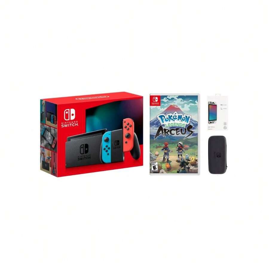 NIntendo Switch Bundle With Accessories & Pokemon Legends Arceus Game - US B Type Plug(110-127V) - View 1