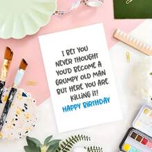 1pc Humorous Old Man Birthday Card For Dad - High-Quality Paper, Funny & Thought-Provoking Sarcastic Design, Perfect For Father'S Birthday Celebration, Personalized English Text Suitable For All Occasions Easter Card April Fool's Day Father's Day, Mother's Day Card Thanksgiving Day Card