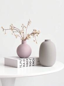 1 件现代简约马卡龙灰色陶瓷花瓶、家居装饰配件、客厅装饰品、桌面装饰品、中心装饰品、插花花瓶