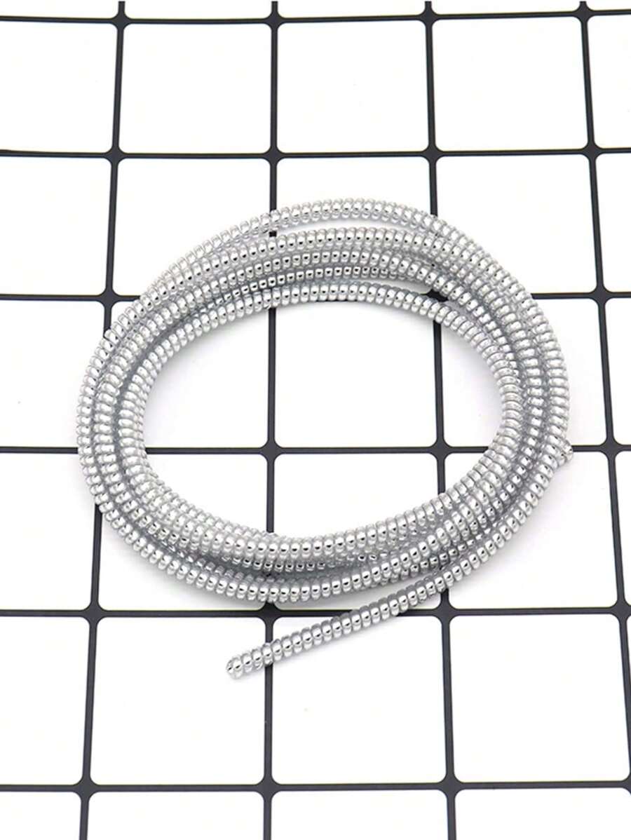 1pc 1.4M Universal Laser Protected Charging Cable Cable Protector, Charger Protector - Silver - View 1