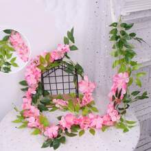 1 件人造紫藤花环，婚礼装饰挂墙花藤，节日装饰，花园装饰藤蔓，户外栅栏花环假花，婚礼天花板悬挂装饰花藤，管道缠绕人造藤