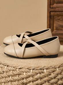 1 Paio Scarpe Eleganti in Pelle per Ragazze in colori Albicocca, Kaki, Nero, Marrone, Scarpe da Principessa per Rappresentanza, Scarpe da Studente per Scuola, con Punta Tonda, in Morbida Pelle, Stile Elegante e Alla Moda per Bambini
